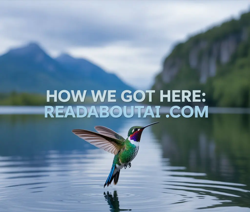 Hummingbird hovering above the lake
